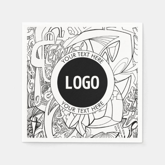 Originale moderne Linienkunst & Ihr Logo Serviette (Vorderseite)