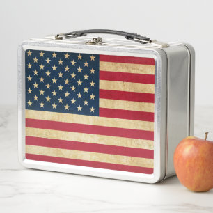 Originale vintage patriotische amerikanische Flagg Metall Lunch Box