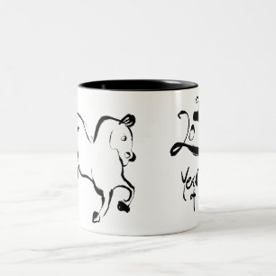 Originalgemälde 5 Pferd Chinesisches Neujahr 2026 Zweifarbige Tasse