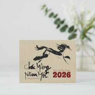 Originalgemälde Pferd Vietnamesisches Neujahr 2026 Postkarte