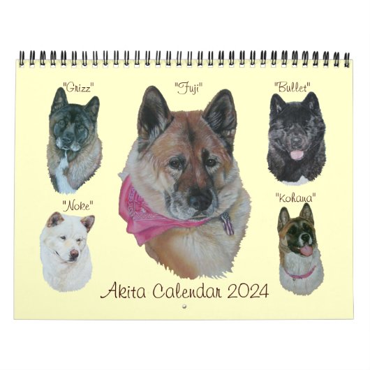 Originalkunstportraits japanischer akita Hunde Kalender (Titelbild)