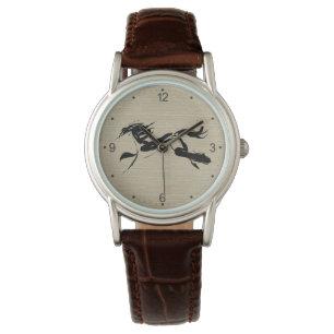 Originalpferdemalerei chinesischer Zodiak Geburtst Armbanduhr