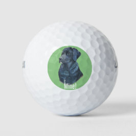 Originalporträt eines schwarzen Labrador-Hundes Golfball