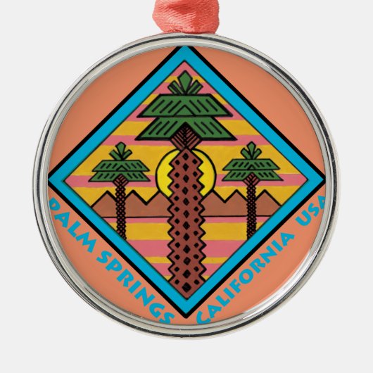 Originalvorlage PALM SPRINGS Kaliforniens USA Silbernes Ornament (Vorne)
