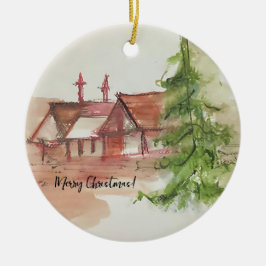 Originelle Aquarellskizze Keramik Ornament