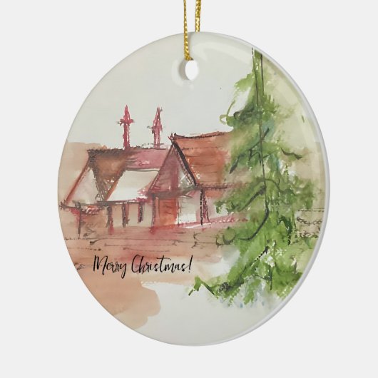 Originelle Aquarellskizze Keramik Ornament (Links)