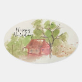 Originelle Aquarellskizze Ovaler Aufkleber (Vorderseite)