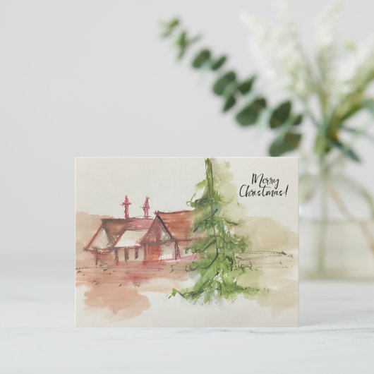 Originelle Aquarellskizze Postkarte (Stehend Vorderseite)