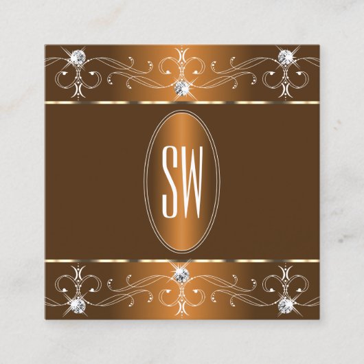 Originelle Cinnamon Brown Verziert Ornamente Quadratische Visitenkarte (Vorderseite)