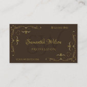Originelle Dark Brown Gold Verziert Corners Initia Visitenkarte (Vorderseite)
