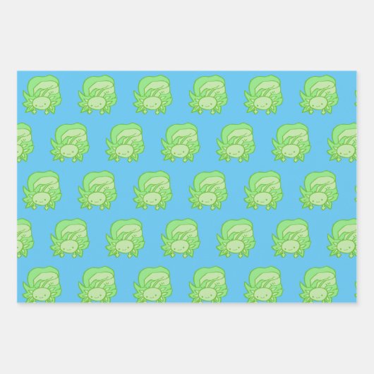 Originelle, farbenfrohe Axolotkunst Geschenkpapier Set (Vorderseite 3)