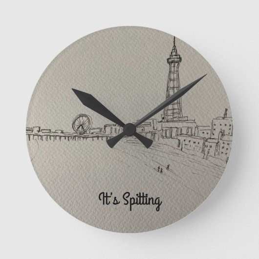 Originelle Kunst des Blackpool Tower Runde Wanduhr (Vorderseite)