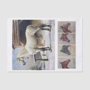 Originelle (nicht KI) Vintage Pferdegemälde Seidenpapier