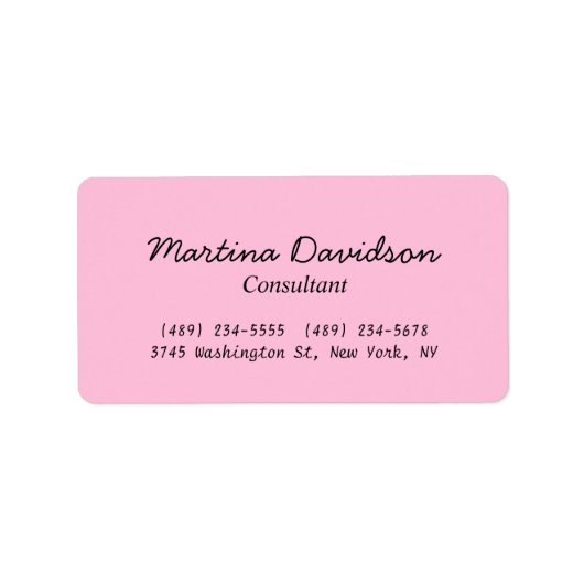 Originelle, rosa, kreative Handschrift Adressaufkleber (Vorne)