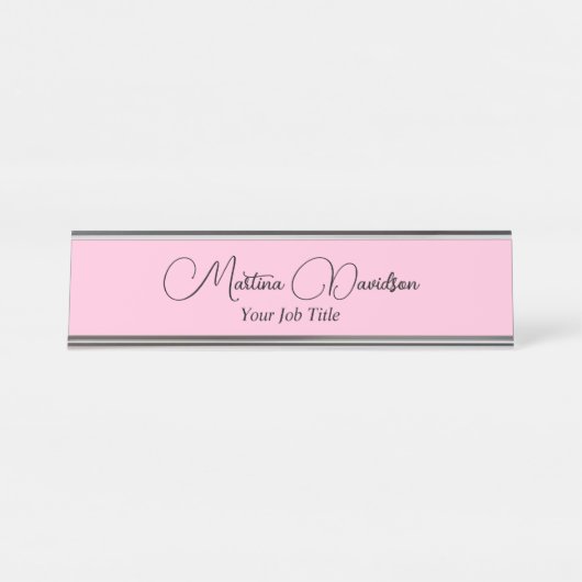 Originelle, rosa, kreative Handschrift Schreibtischnamensplakette (Vorderseite )