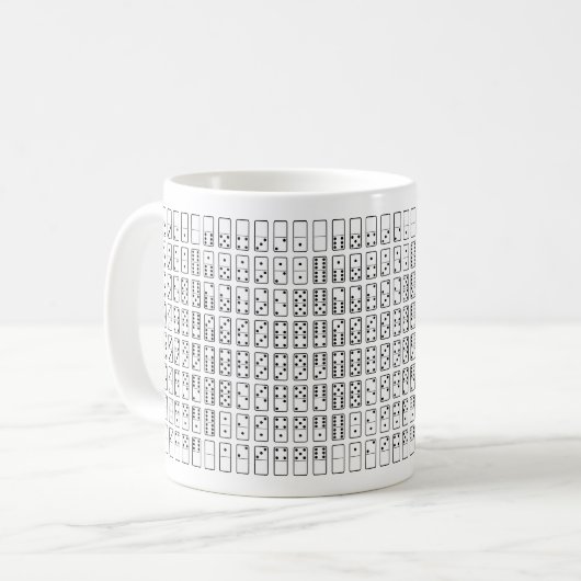 Originelle schwarz-weiße Domino-Symbole Kaffeetasse (Vorderseite Links)