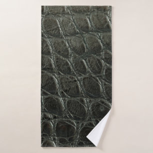 Originelle schwarze Alligatorledertextur, nah  Badehandtuch