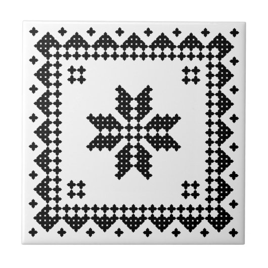 Originelle traditionelle schwarze Querstiche Fliese (Vorderseite)