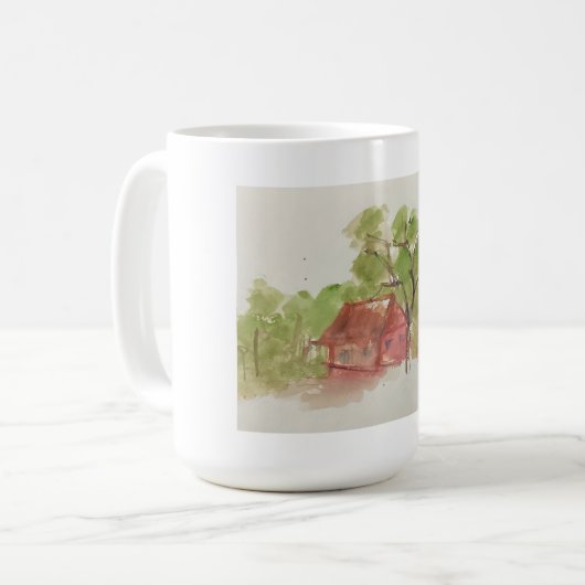 Originelle Wasserfarbskizze Kaffeetasse (Vorderseite Links)