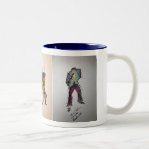 Originelle Wasserfarbskizzen von Jazzmusikern Zweifarbige Tasse