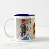 Originelle Wasserfarbskizzen von Jazzmusikern Zweifarbige Tasse (Links)