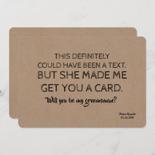 Origineller kreativer und lustiger TRAUZEUGE Einladung (Vorne/Hinten)