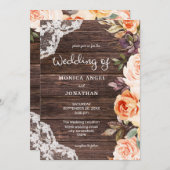 Origineller Stil - Holzspieß und Pfirsichblüte Einladung (Vorne/Hinten)