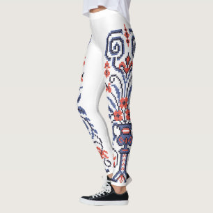 Originelles Design der Blume mit Stickereien Leggings