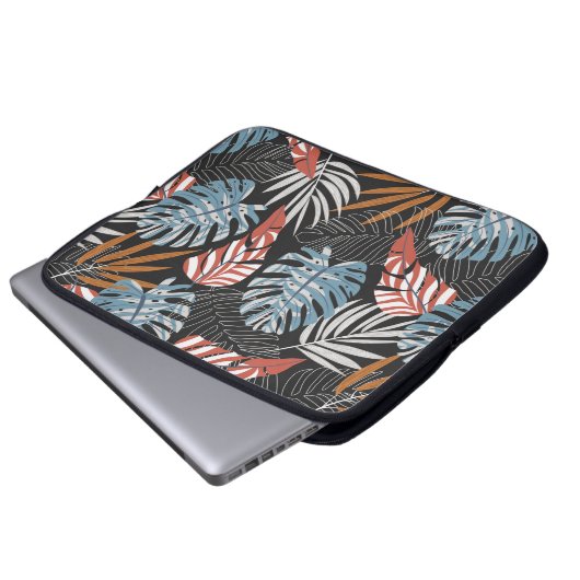 Originelles nahtloses Muster mit hellen Pflanze un Laptopschutzhülle (Vorne Knopf)