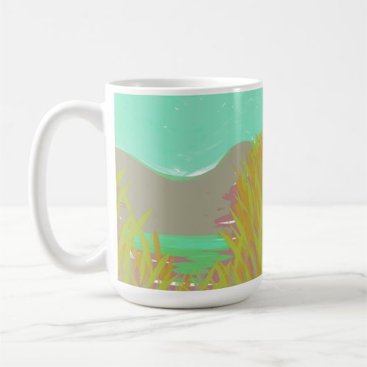 Originelles zeitgenössisches Kunstwerk "Der See" Kaffeetasse (Links)