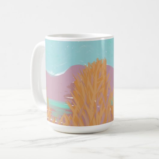 Originelles zeitgenössisches Kunstwerk "Der See" Kaffeetasse (Vorderseite Links)