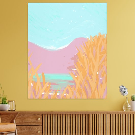 Originelles zeitgenössisches Triptychwerk "Der See Leinwanddruck (Insitu (Wohnzimmer))