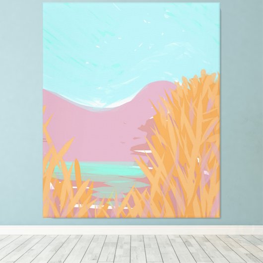 Originelles zeitgenössisches Triptychwerk "Der See Leinwanddruck (Insitu (Holzboden))