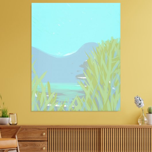 Originelles zeitgenössisches Triptychwerk "Der See Leinwanddruck (Insitu (Wohnzimmer))