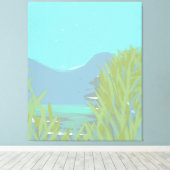 Originelles zeitgenössisches Triptychwerk "Der See Leinwanddruck (Insitu (Holzboden))