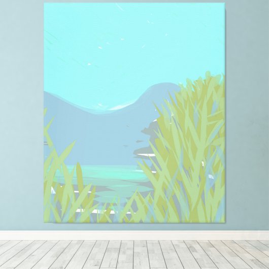 Originelles zeitgenössisches Triptychwerk "Der See Leinwanddruck (Insitu (Holzboden))