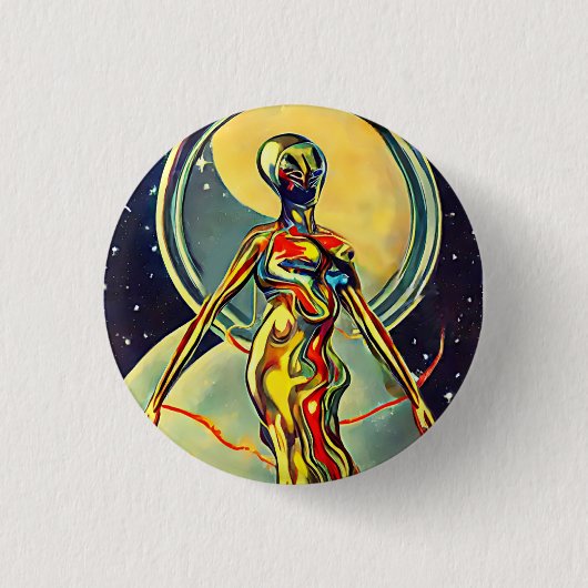 Orignal Art Liquid Metal Alien Abstrakt Button (Vorderseite)