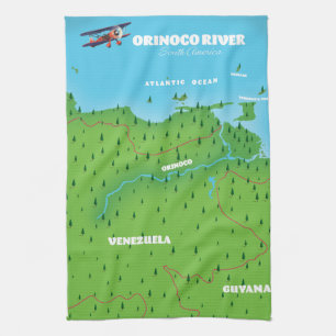 Orinoco-Fluss Südamerikakarte Geschirrtuch