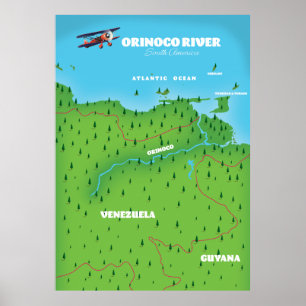 Orinoco-Fluss Südamerikakarte Poster