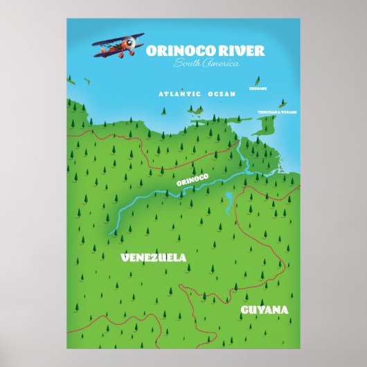 Orinoco River South American Map Poster (Vorne)