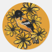 Oriole Art niedliche Vogelbeobachter entwirft Flor Runder Aufkleber (Vorderseite)
