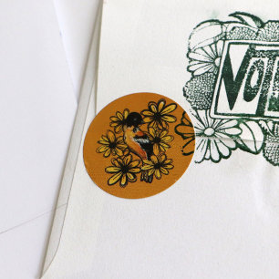 Oriole Art niedliche Vogelbeobachter entwirft Flor Runder Aufkleber