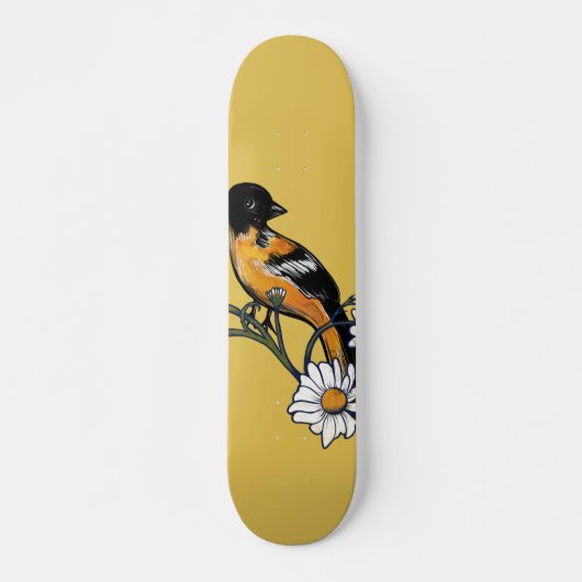 Oriole Bird Daisy Blume Naturkunde Skateboard (Vorne)