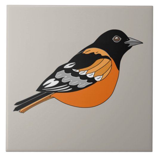 Oriole Black and Orange Bird Graphic Fliese (Vorderseite)