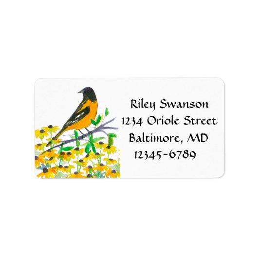 Oriole Watercolor Bird Rücksendeadresse Adressaufkleber (Vorne)
