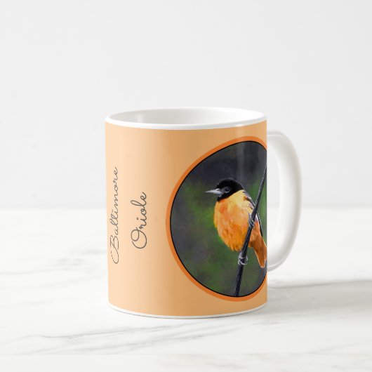 Oriolmalerei - Original Vogelkunst Kaffeetasse (VorderseiteRechts)