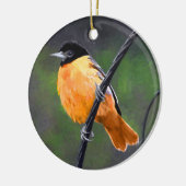 Oriolmalerei - Original Vogelkunst Keramik Ornament (Links)