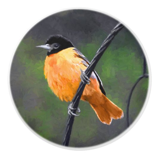 Oriolmalerei - Original Vogelkunst Keramikknauf (Vorderseite)