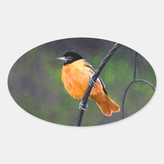 Oriolmalerei - Original Vogelkunst Ovaler Aufkleber (Vorderseite)