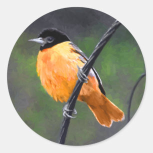 Oriolmalerei - Original Vogelkunst Runder Aufkleber